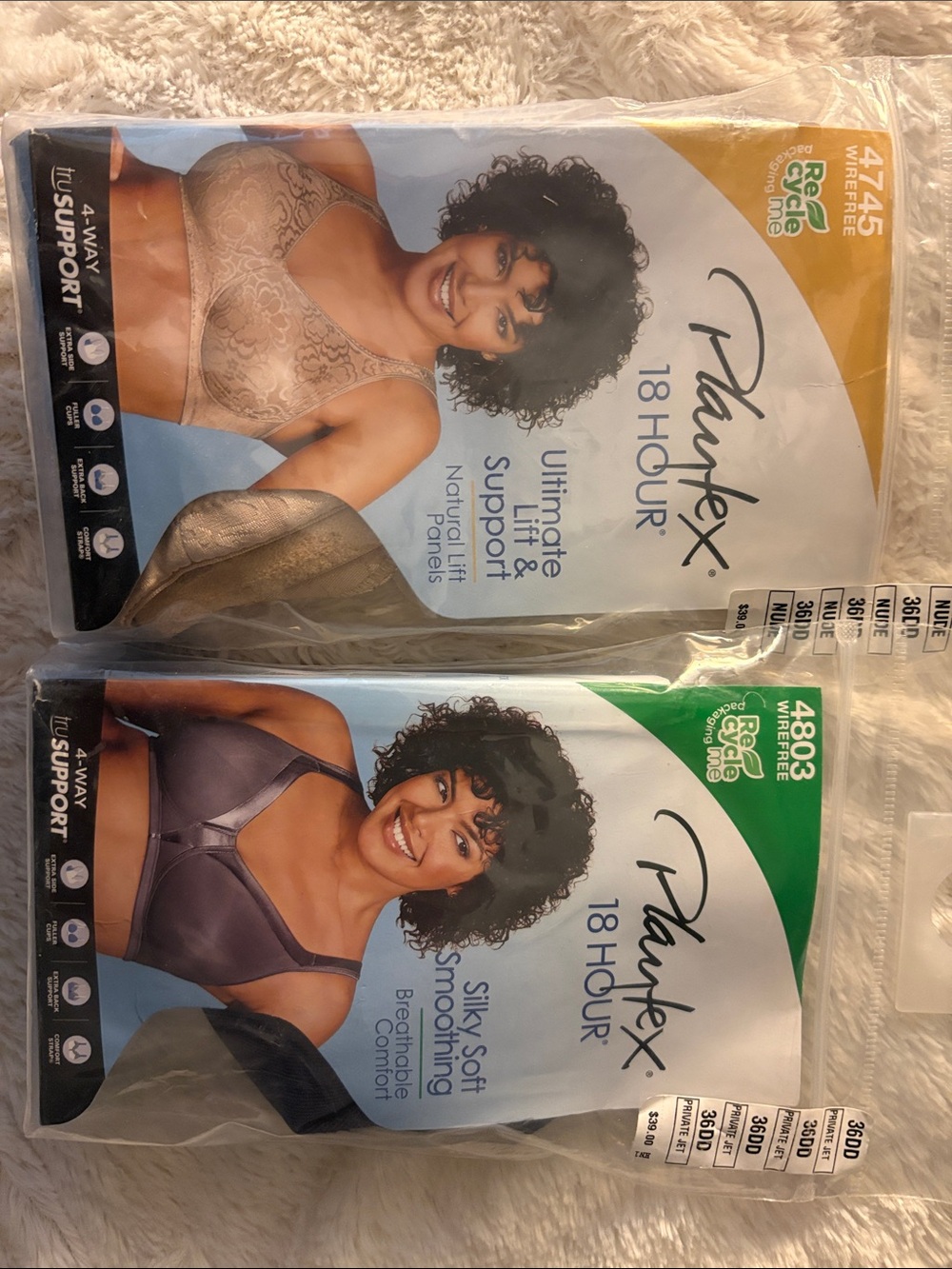 Playtex 18 Hour Support Bra Duo in Beige and Charcoal